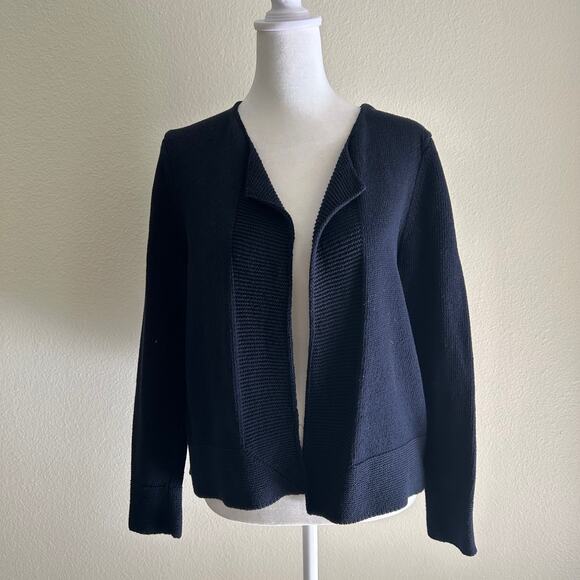 J. McLaughlin Cardigan SZM Open Front Navy Blue Sweater Womens - Picture 1 of 10